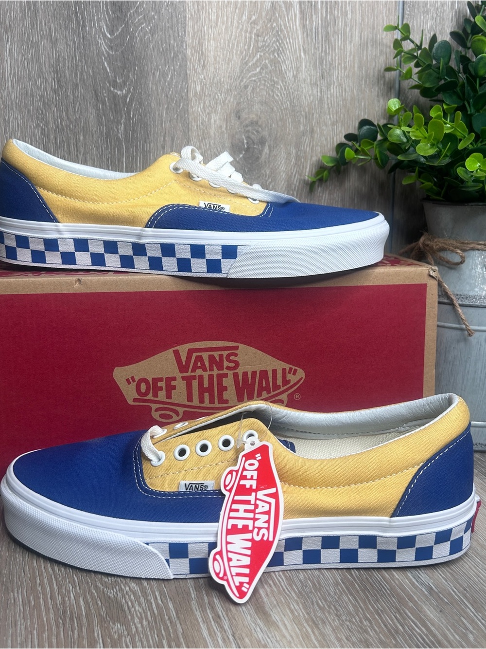 Vans Era BMX Checkerboard Size 9.5 | Blue Yellow Colorblock Skate Shoes NWT